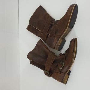 MING ORIGINALS Brown Suede Sherpa Moto Boots